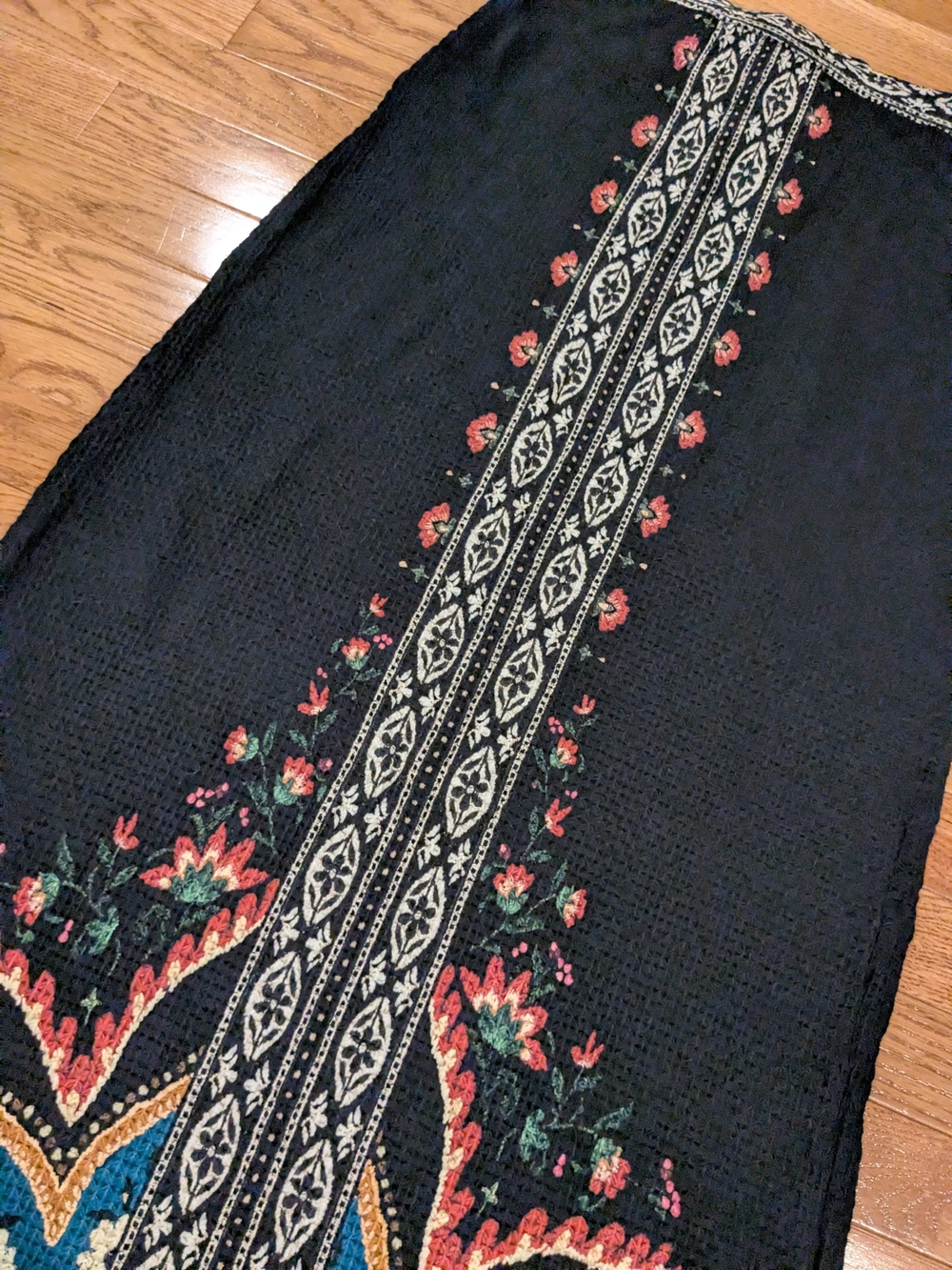 Farm Rio Mixed Print Black Maxi Skirt Ribbed Floral Knit NWT Medium - Picture 9 of 15